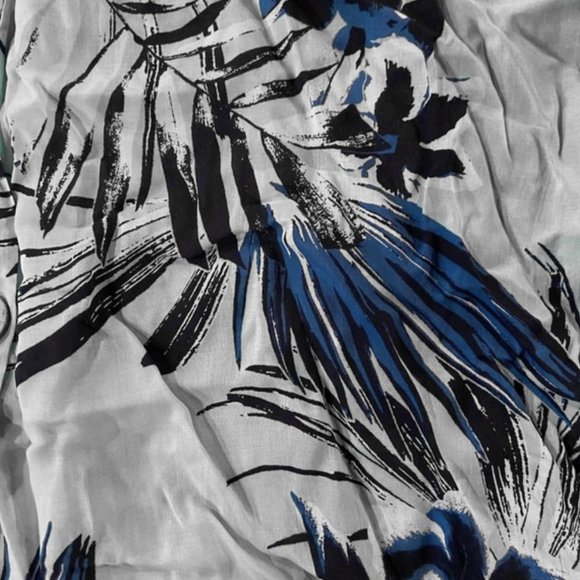 XHILARATION Blue Floral Button-Up Swimsuit Cover Up Shirt Dress - Picture 4 of 4